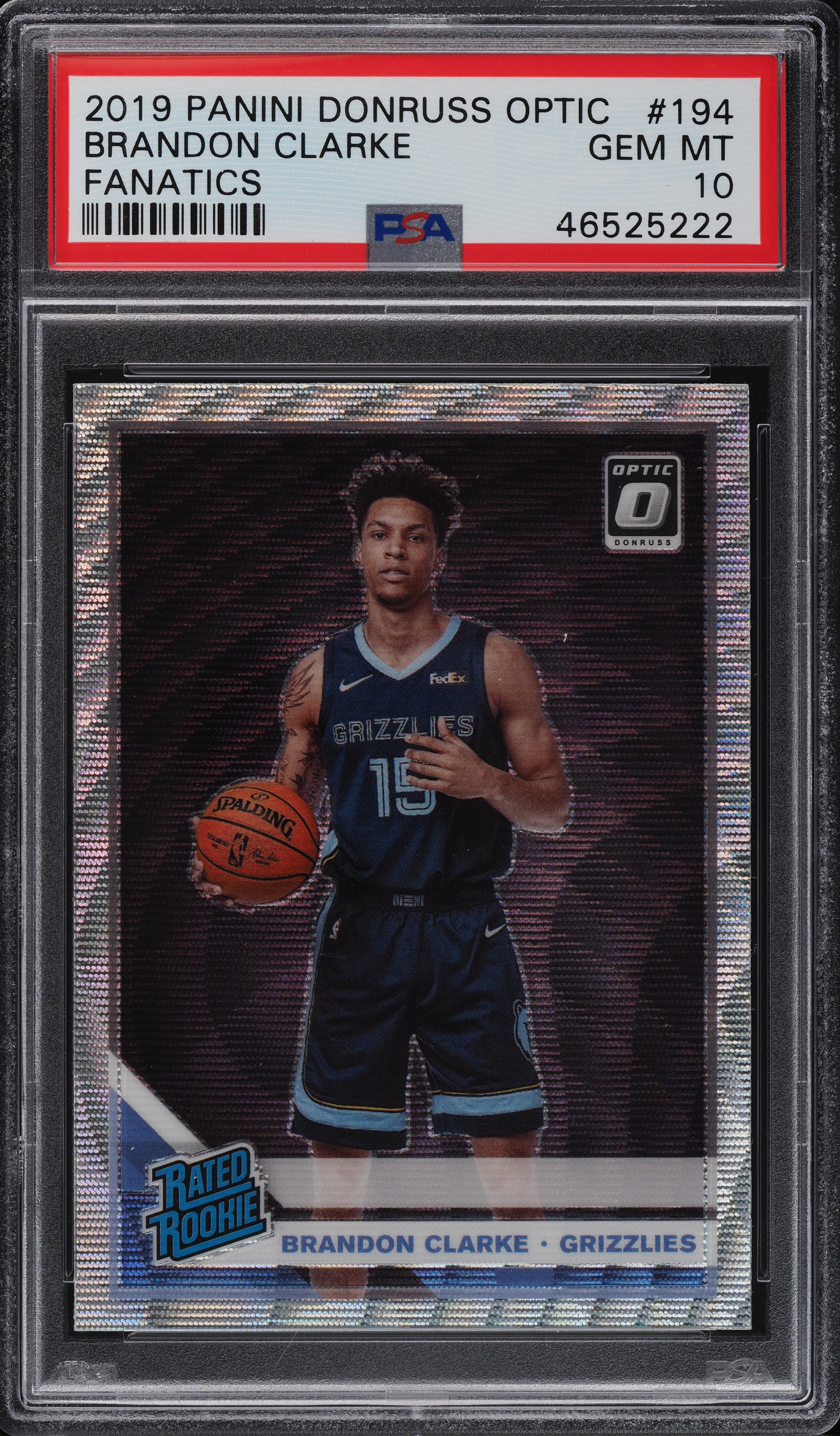 2019 Donruss Optic Fanatics Brandon Clarke ROOKIE #194 PSA 10 GEM