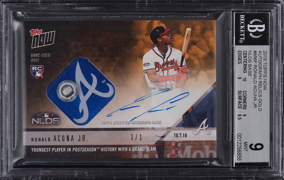 2018 Topps Now Gold Ronald Acuna Jr. ROOKIE PATCH AUTO 1/1 #856F