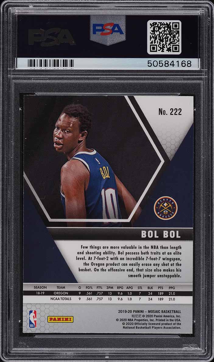 2019 Panini Mosaic Bol Bol ROOKIE #222 PSA 10 GEM MINT