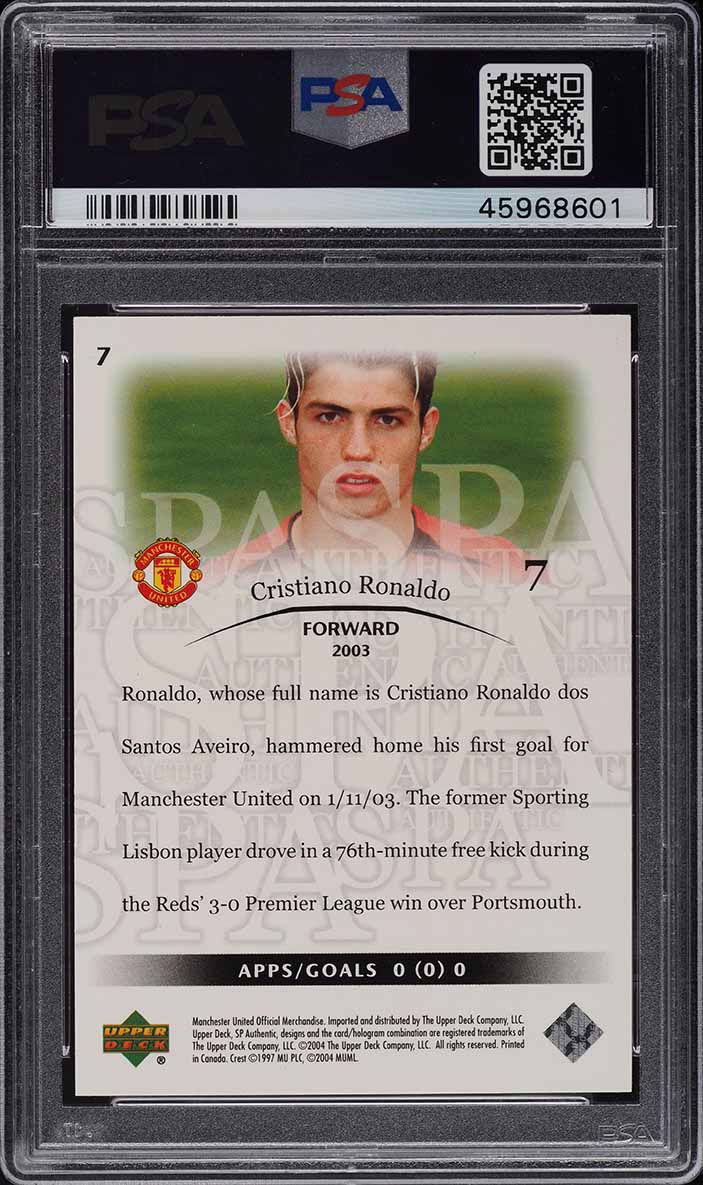 2004 SP Authentic Manchester United Cristiano Ronaldo #7 PSA 10