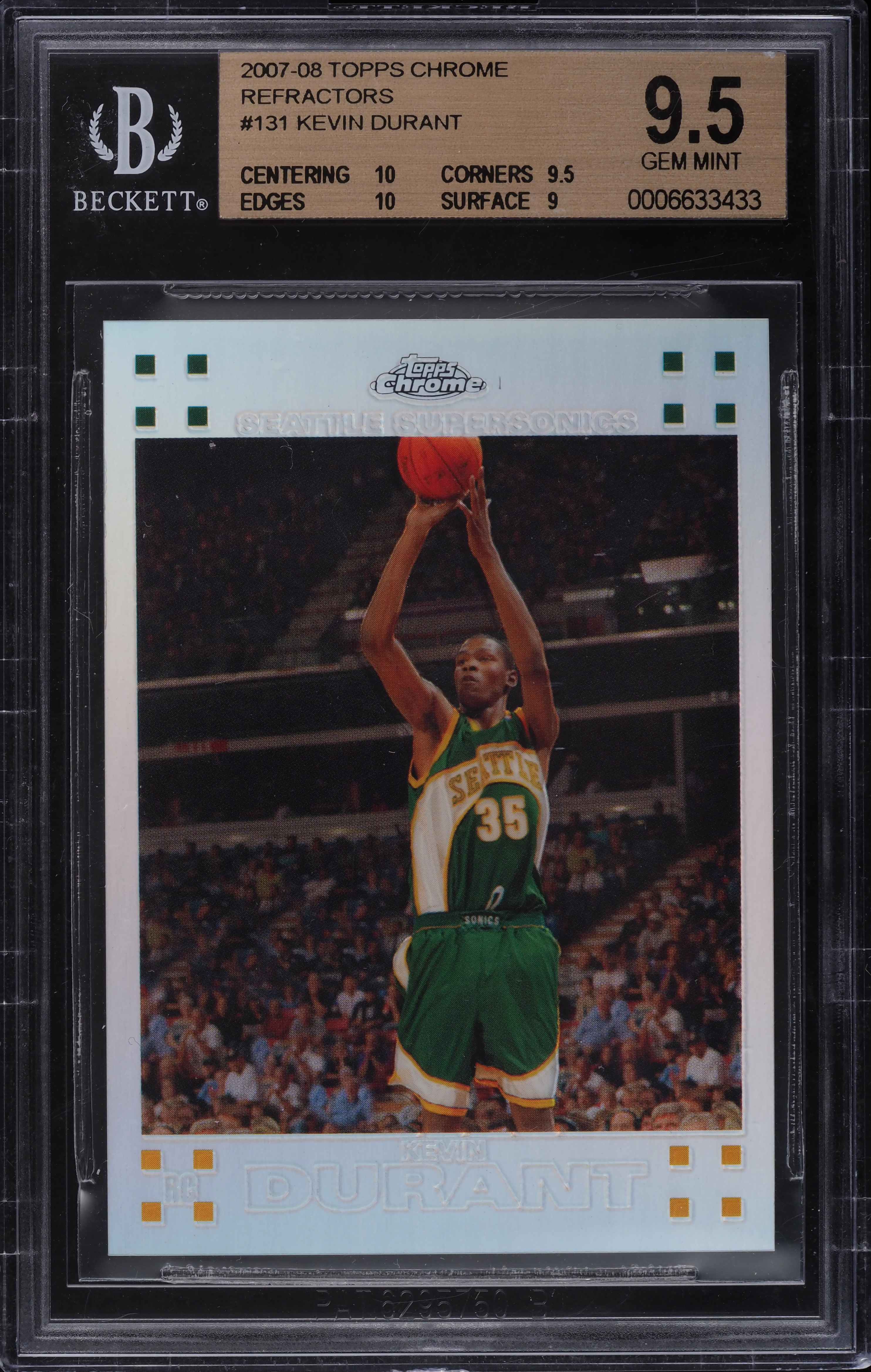 2007 Topps Chrome Refractor Kevin Durant ROOKIE RC /1499 #131 BGS