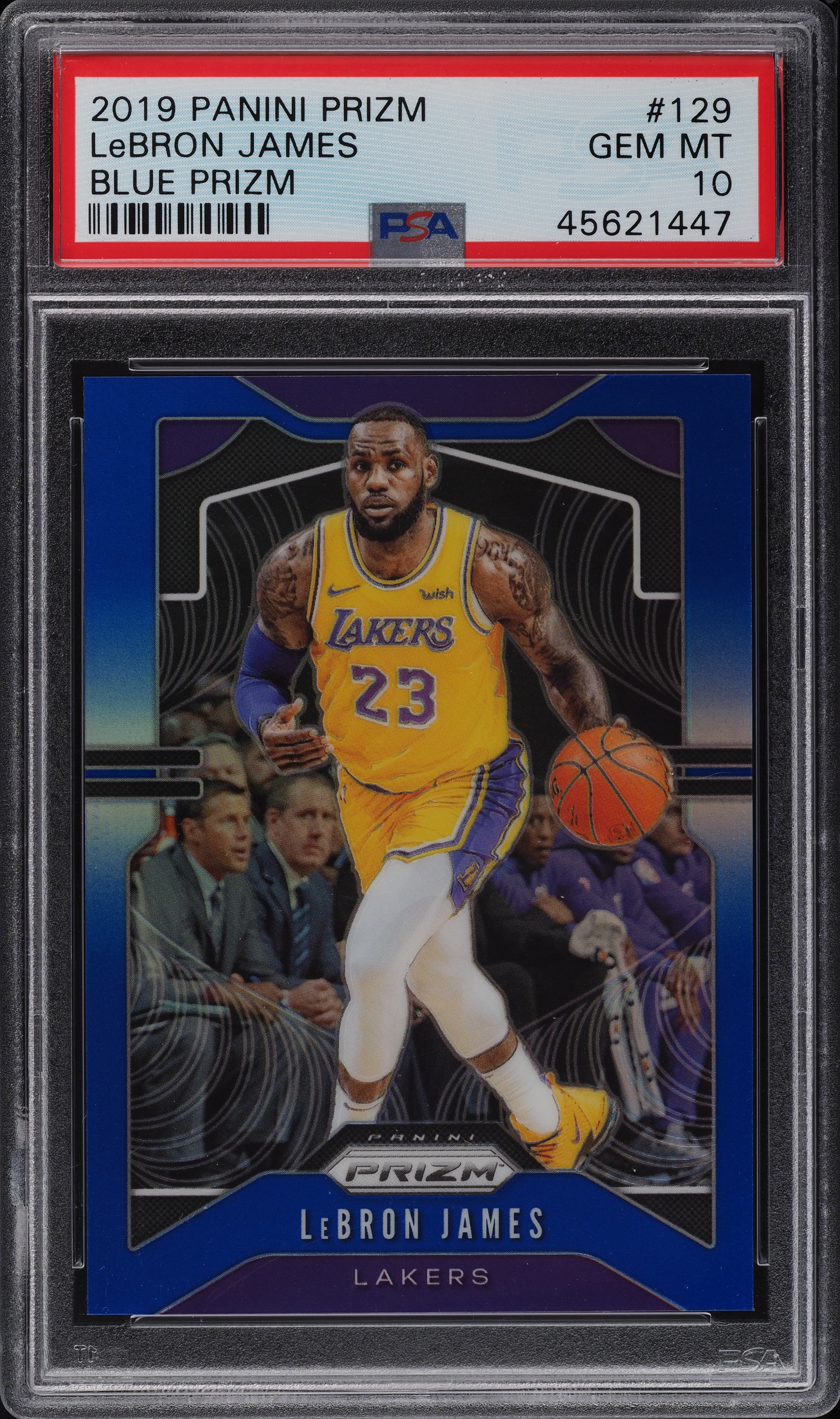 2019 Panini Prizm Blue Prizm LeBron James /199 #129 PSA 10 GEM 