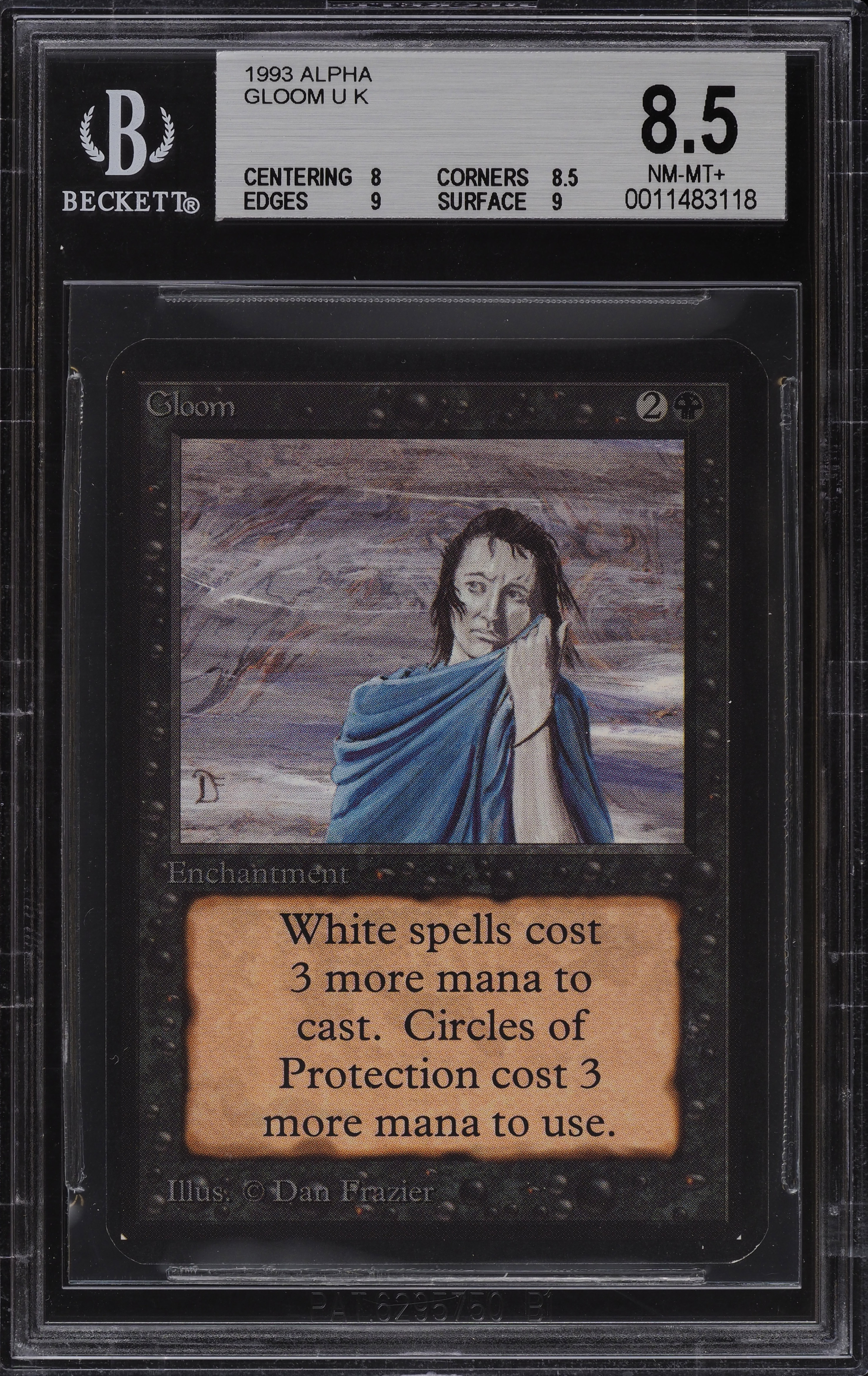 1993 Magic The Gathering MTG Alpha Gloom U K BGS 8.5 NM-MT+ on