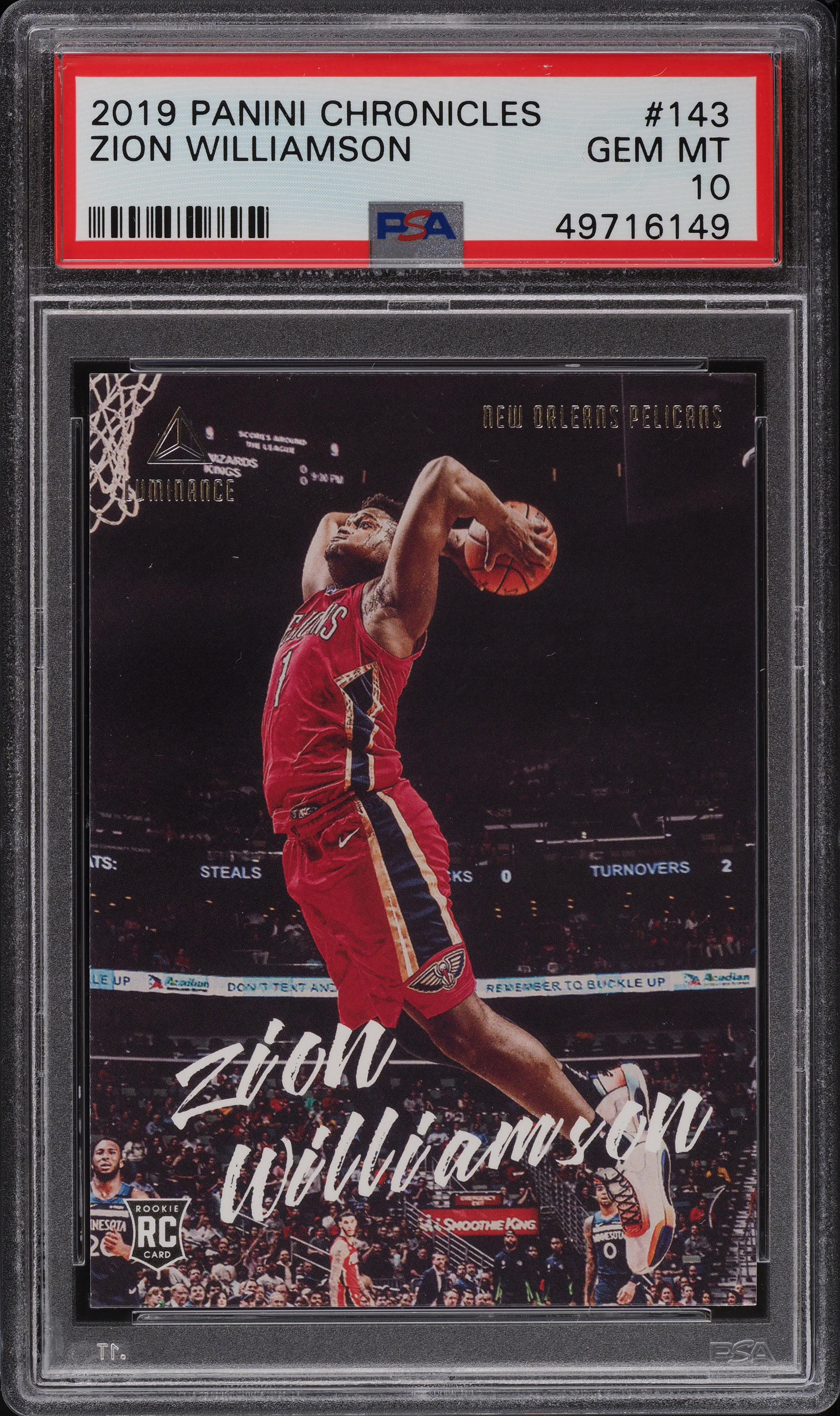 2019 Panini Chronicles Zion Williamson ROOKIE #143 PSA 10 GEM MINT