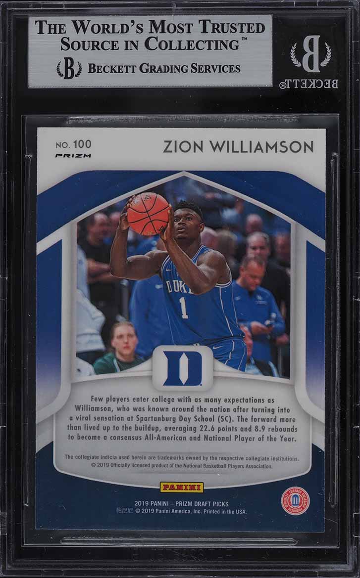 2019 Panini Prizm Draft Silver Prizms Zion Williamson ROOKIE RC #100 BGS 9 MINT
