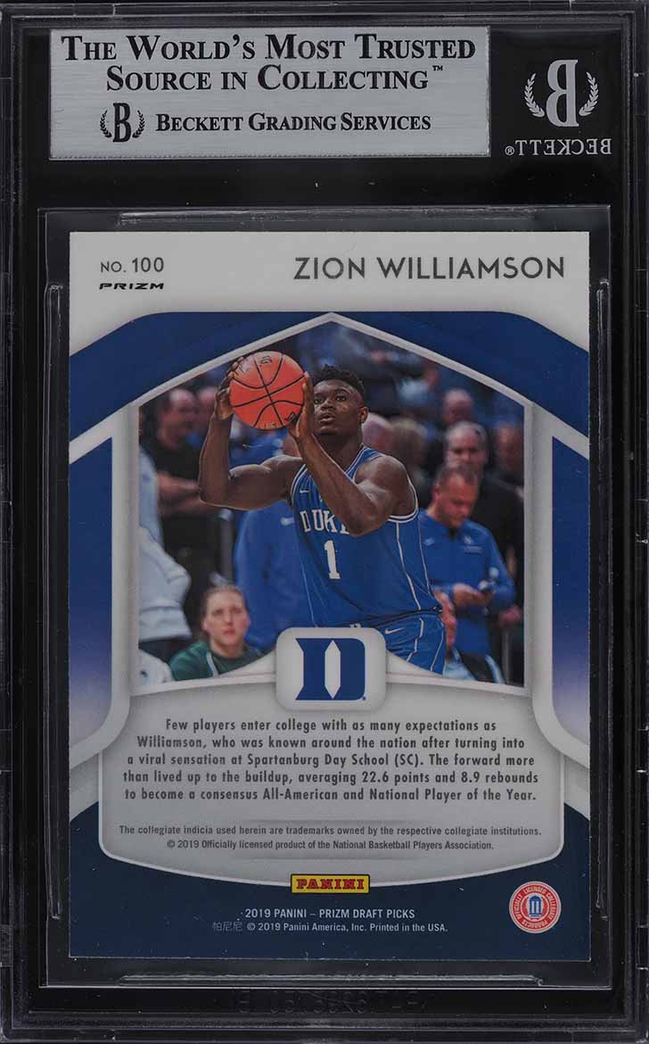 2019 Panini Prizm Draft Silver Prizms Zion Williamson ROOKIE RC #100 BGS 9 MINT
