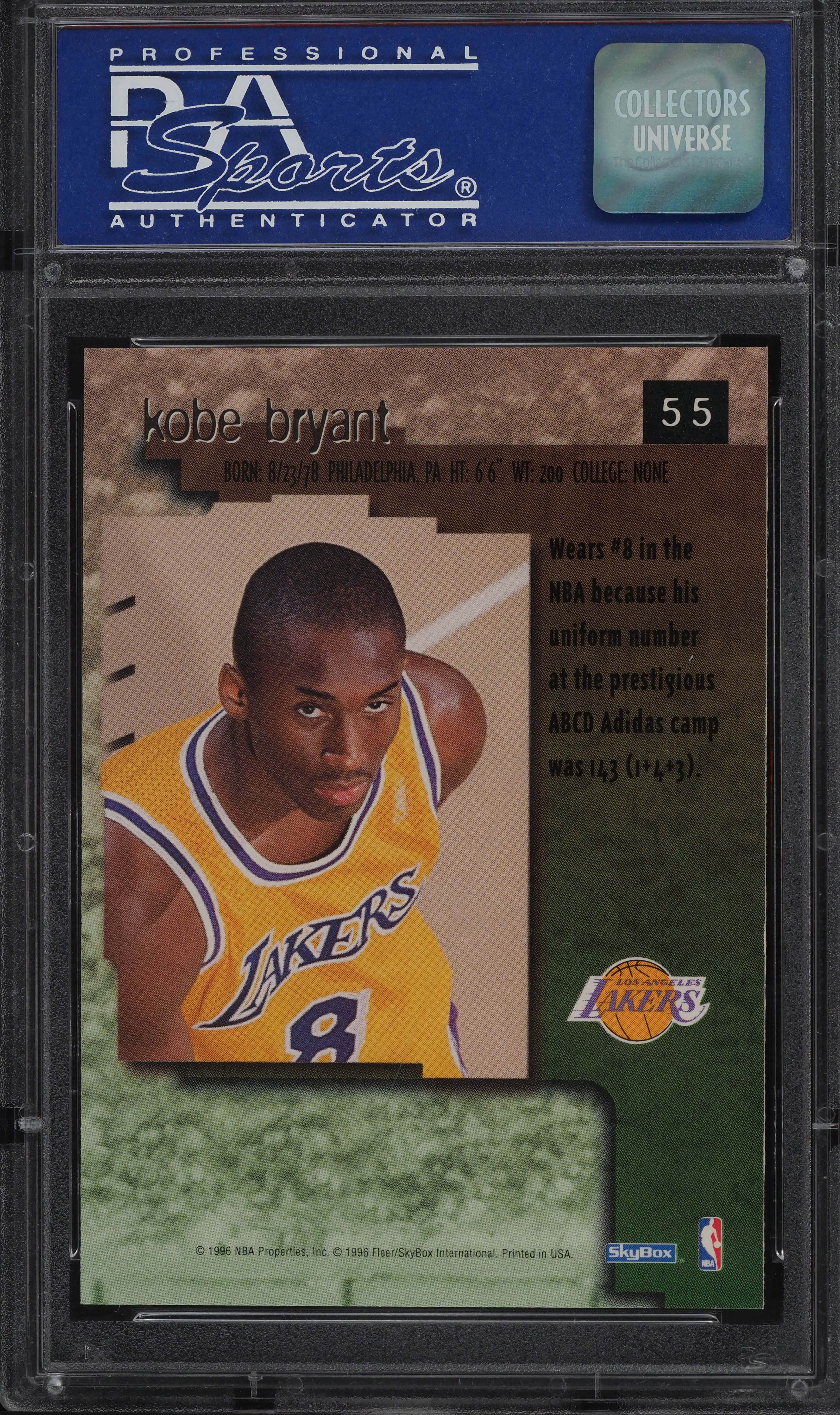 1996 Skybox Premium Kobe Bryant ROOKIE #55 PSA 9 MINT on Fanatics 