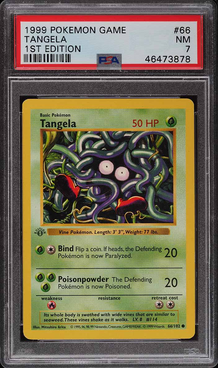 tangela pokemon card 1995 Erika's choose 1 of them and this attack does 20 damage to it Pokemon Tangela 1995 Vintage Nintendo