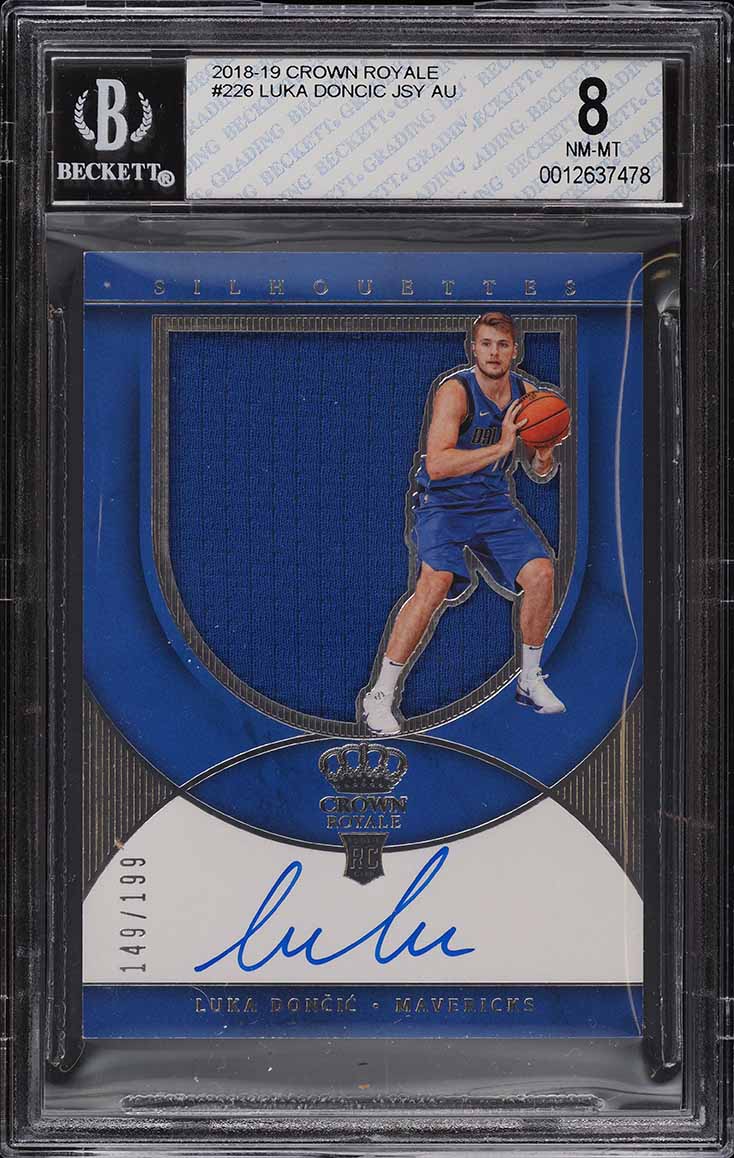 2018 Crown Royale Silhouettes Luka Doncic ROOKIE RC PATCH AUTO /199 BGS 8 NM-MT