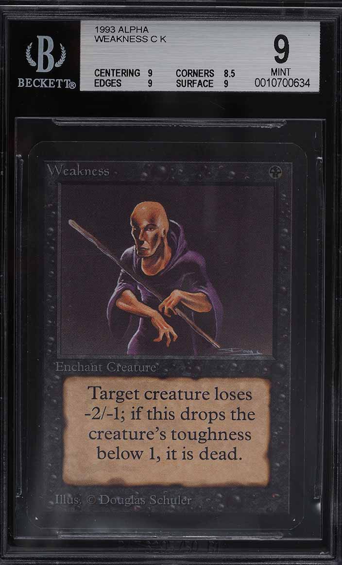 1993 Magic The Gathering MTG Alpha Weakness C K BGS 9 MINT