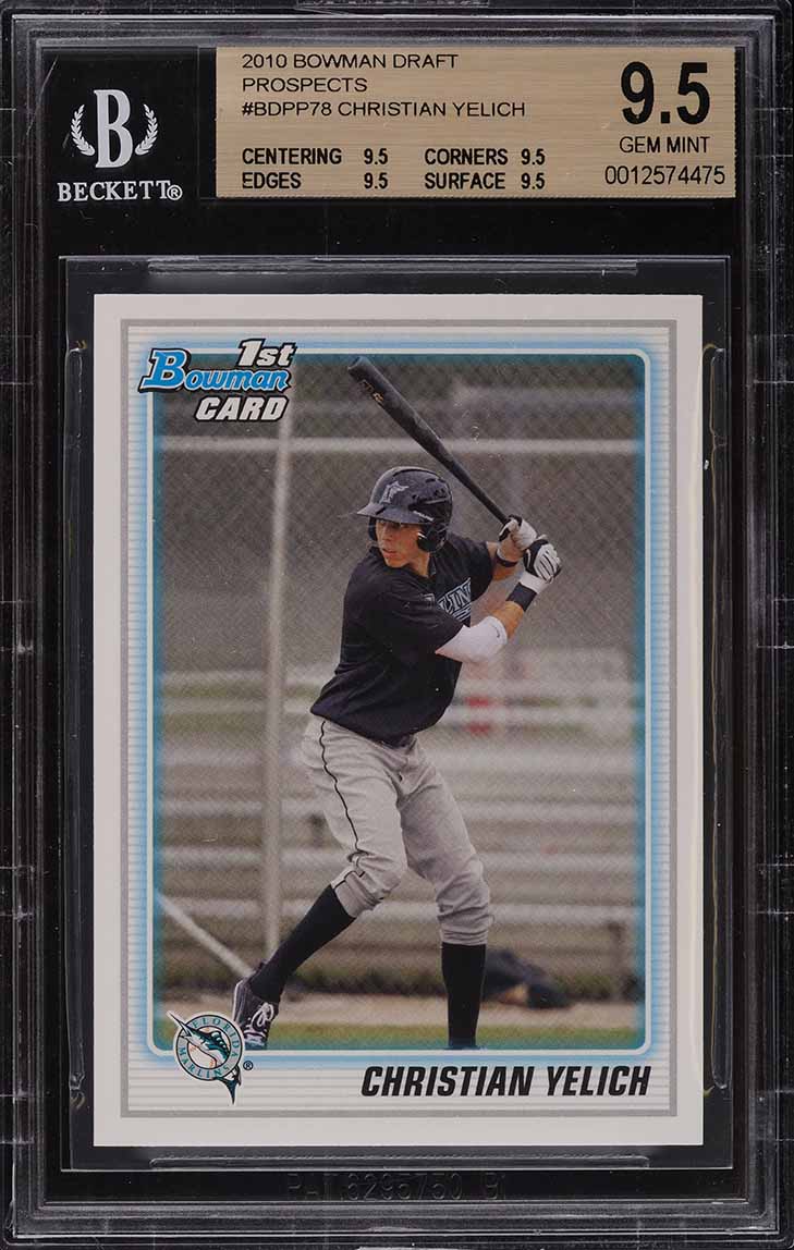 2010 Bowman Draft Prospects Christian Yelich ROOKIE #BDPP78 BGS 9.5 GEM MINT
