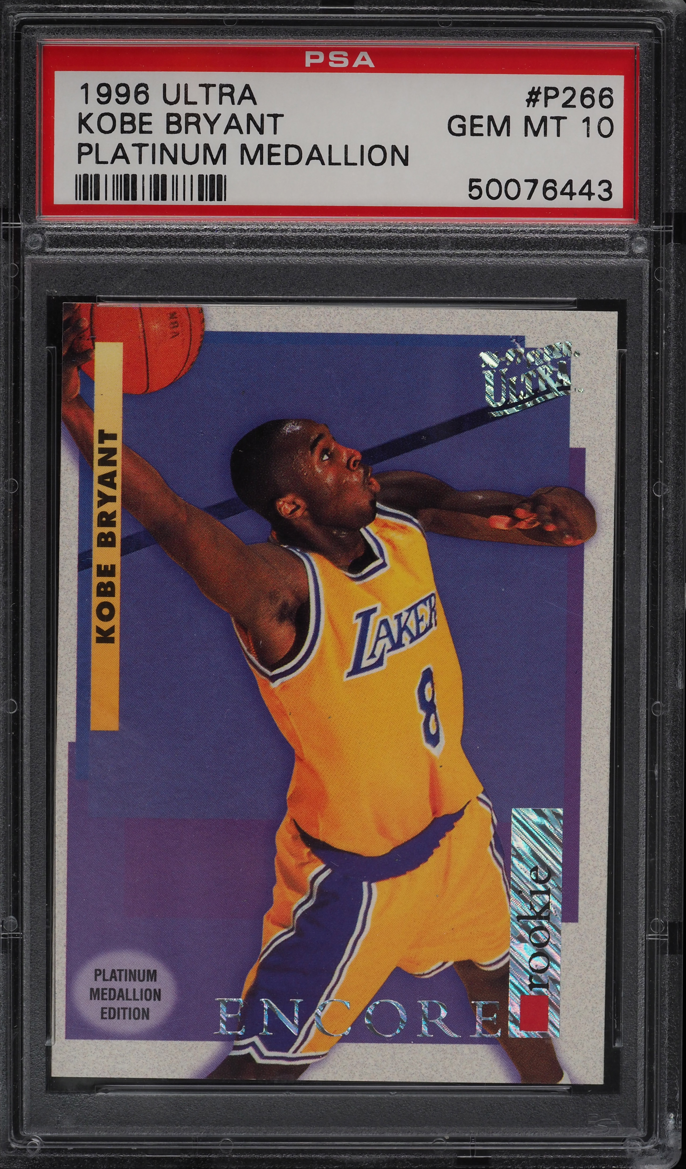 1996 Ultra Platinum Medallion Kobe Bryant ROOKIE RC #P266 PSA 10 