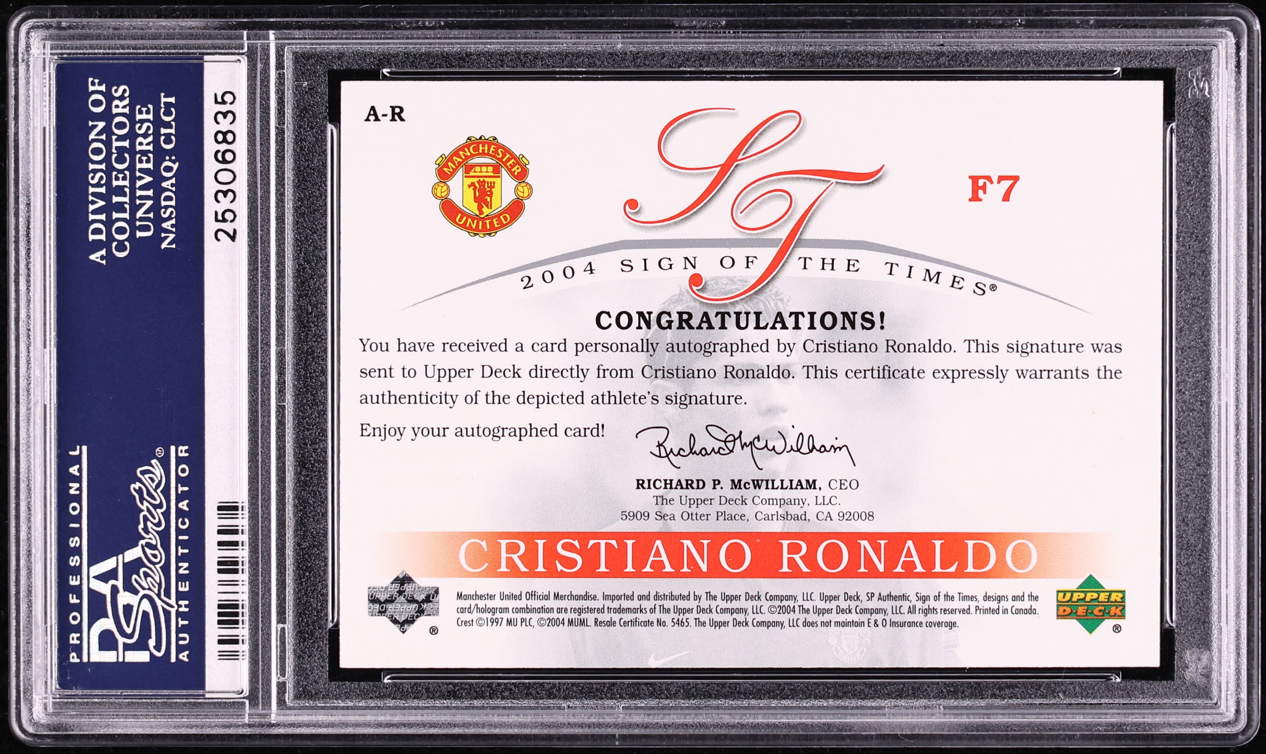 2004 SP Authentic Sign Of The Times Cristiano Ronaldo AUTO /173