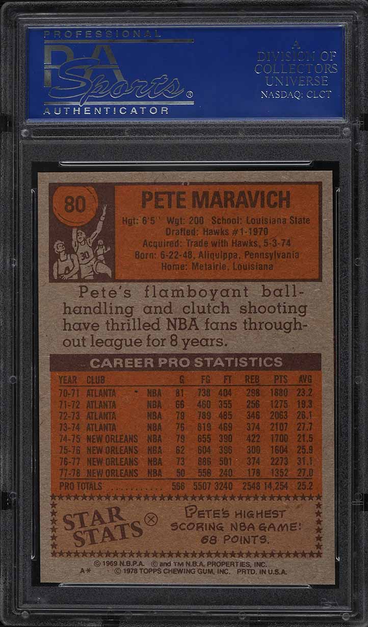 1978 Topps Basketball Pete Maravich #80 PSA 10 GEM MINT