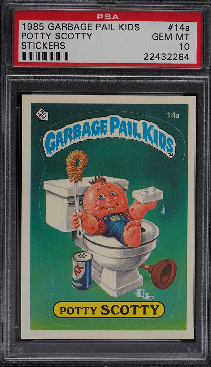 1985 Topps Garbage Pail Kids Stickers Potty Scotty #14a PSA 10 GEM MINT
