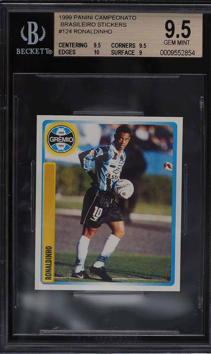 1999 Panini Campeonato Brasileiro Stickers Ronaldinho ROOKIE #124 BGS 9.5