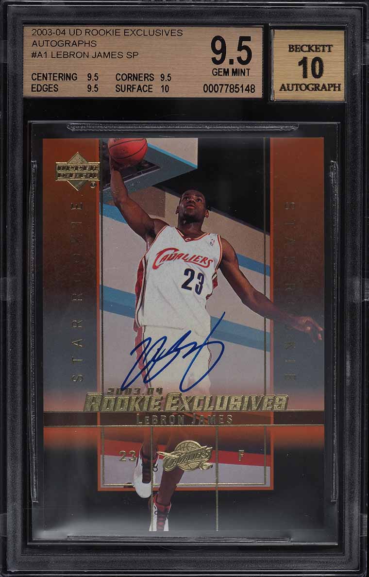2003 Upper Deck Exclusives LeBron James SP ROOKIE AUTO #A1 BGS 9.5 GEM MINT