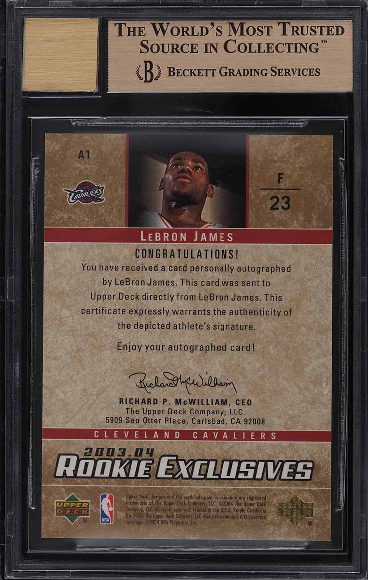 2003 Upper Deck Exclusives LeBron James SP ROOKIE AUTO #A1 BGS 9.5 GEM MINT