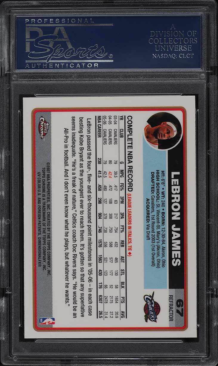 2006 Topps Chrome Refractor LeBron James #67 PSA 9 MINT