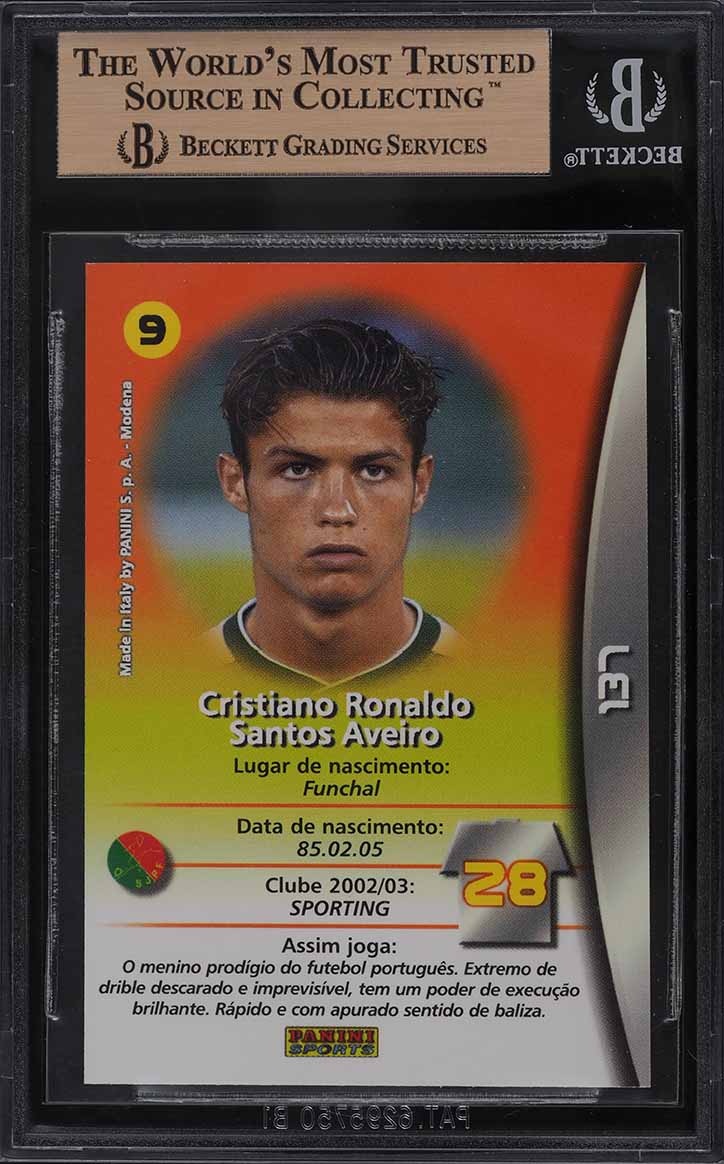 2003 Panini Sports Mega Craques Cristiano Ronaldo ROOKIE #137 BGS 9.5 GEM MINT