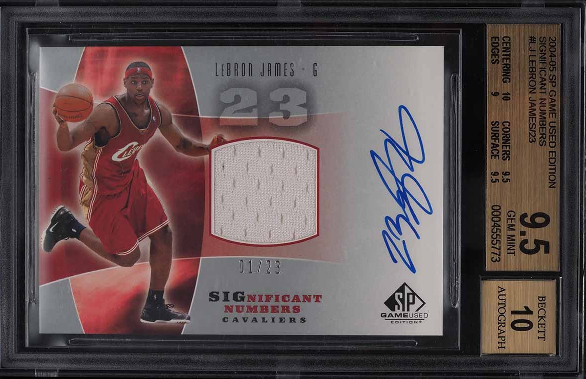 2004 SP Game Used Significant Numbers LeBron James PATCH AUTO /23 #LJ BGS 9.5