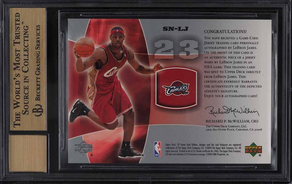 2004 SP Game Used Significant Numbers LeBron James PATCH AUTO /23 #LJ BGS 9.5