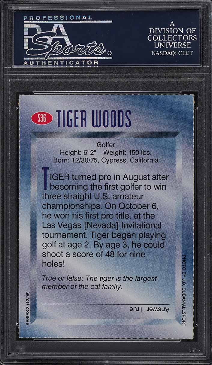 1996 Sports Illustrated For Kids Tiger Woods ROOKIE #536 PSA 9 MINT