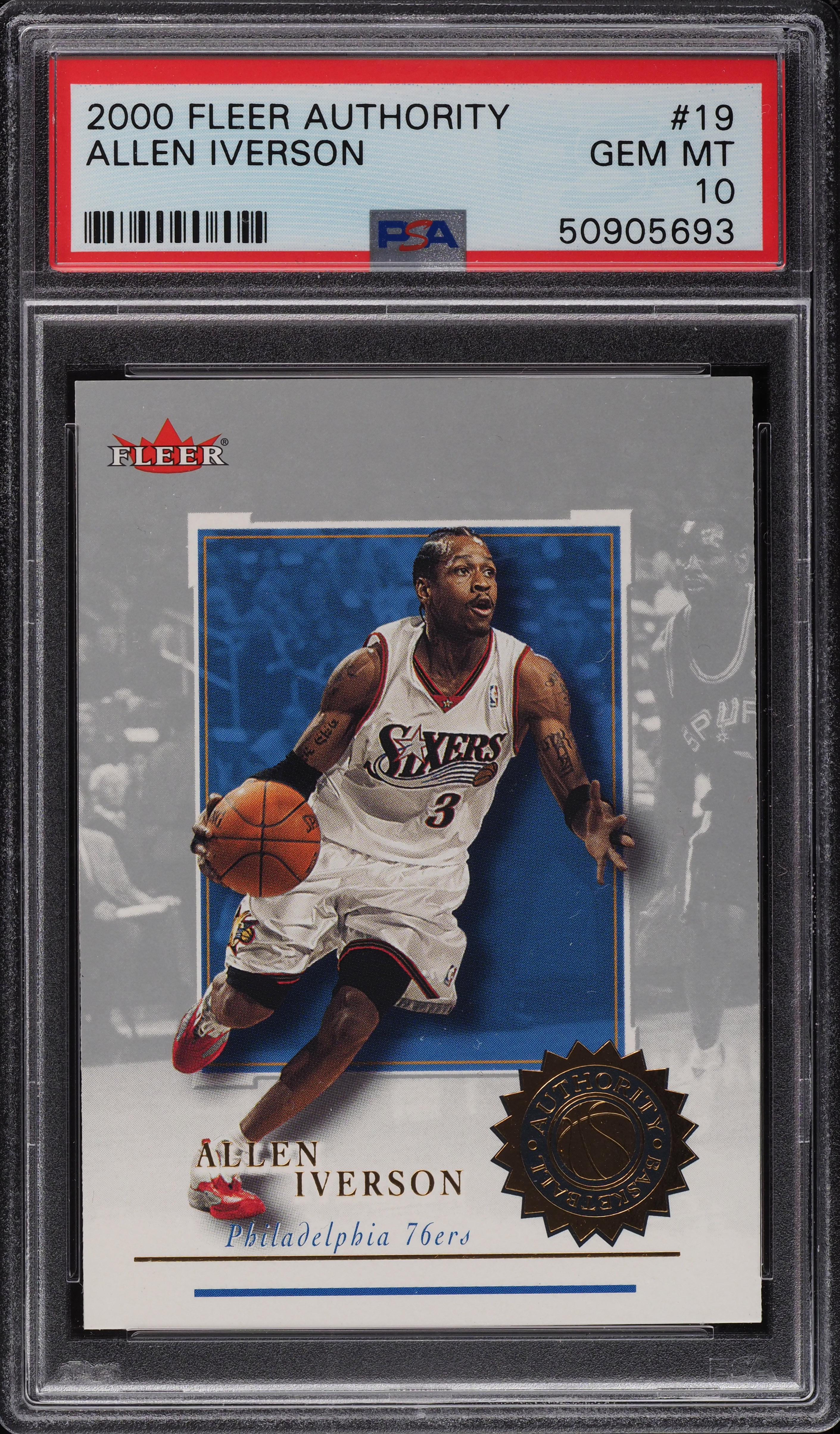 2000 Fleer Authority Allen Iverson #19 PSA 10 GEM MINT on Fanatics