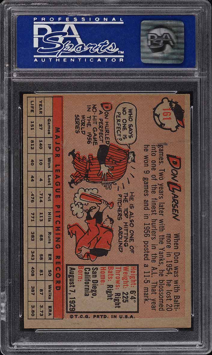 1958 Topps Don Larsen #161 PSA 8 NM-MT