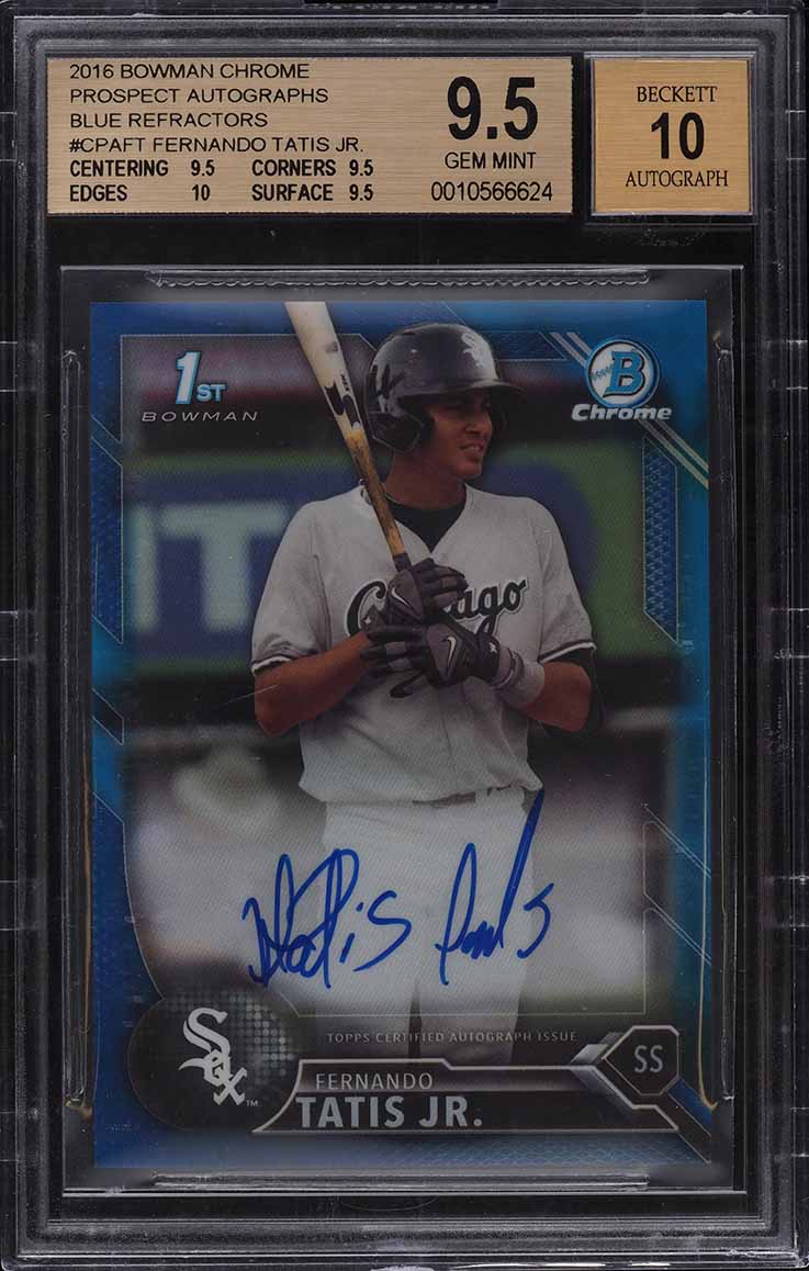 Tatis Jr. Blue 2016 Bowman Chrome Blue Refractor Fernando Tatis Jr. ROOKIE RC AUTO ...
