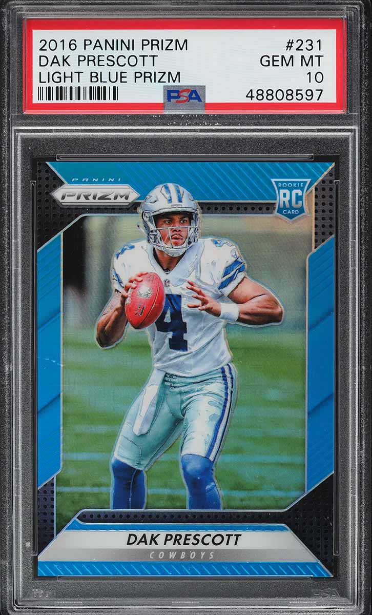2016 Panini Prizm Light Blue Dak Prescott ROOKIE /199 #231 PSA 10 GEM MINT