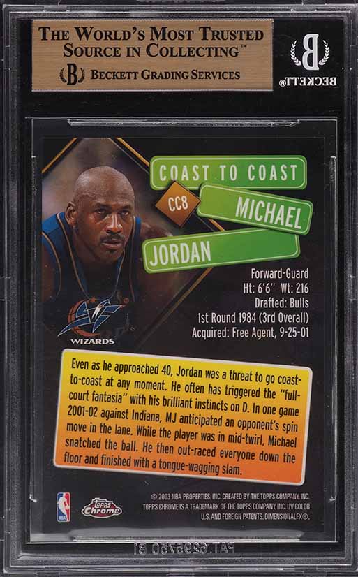 2002 Topps Chrome Coast To Coast Michael Jordan #CC8 BGS 10 PRISTINE