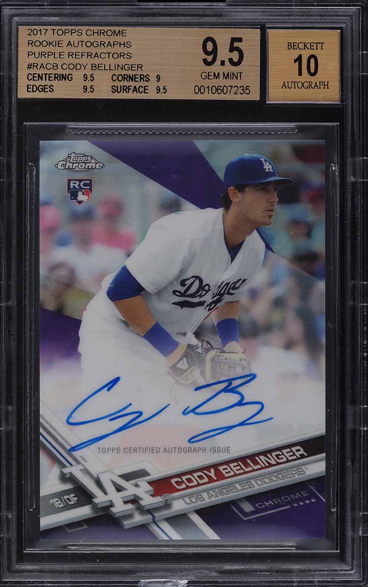 2017 Topps Chrome Purple Refractor Cody Bellinger RC AUTO /250 #RA-CB BGS 9.5