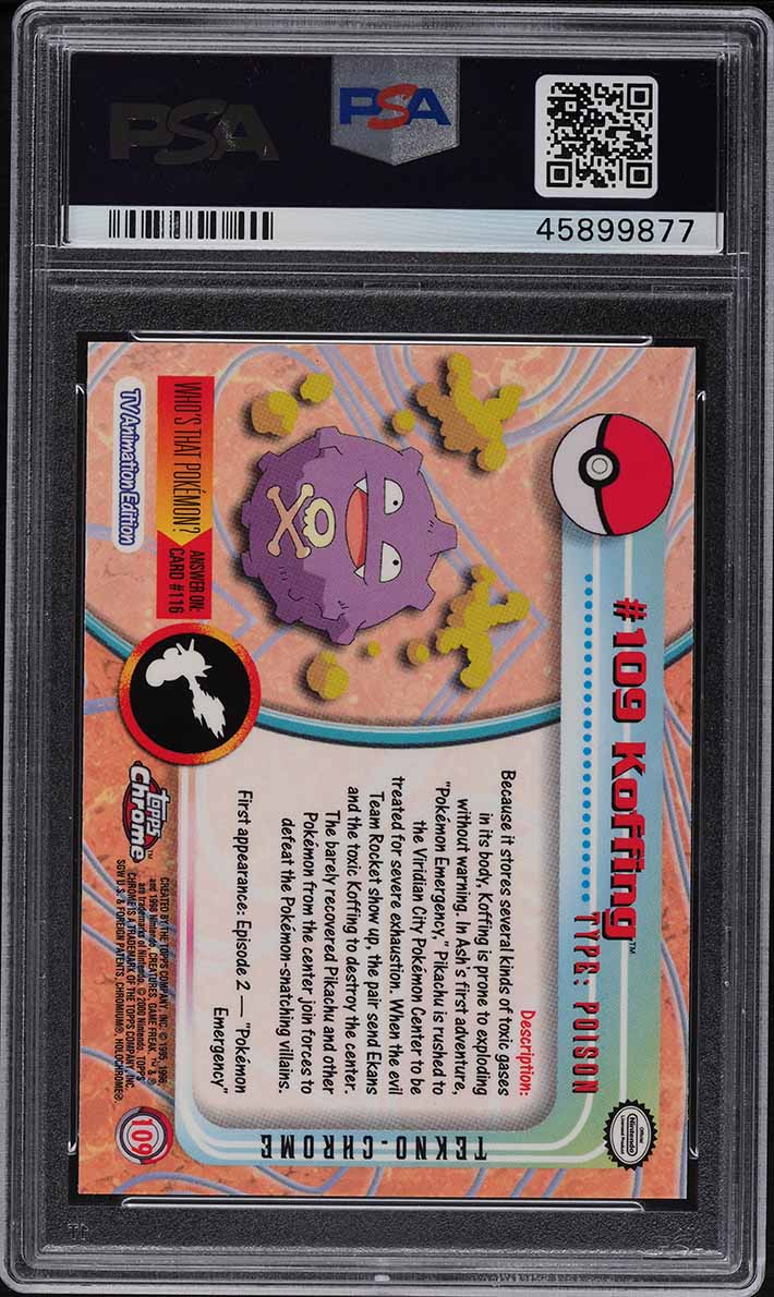 2000 Topps Chrome Pokemon T.V. Tekno Koffing #109 PSA 10 GEM MINT