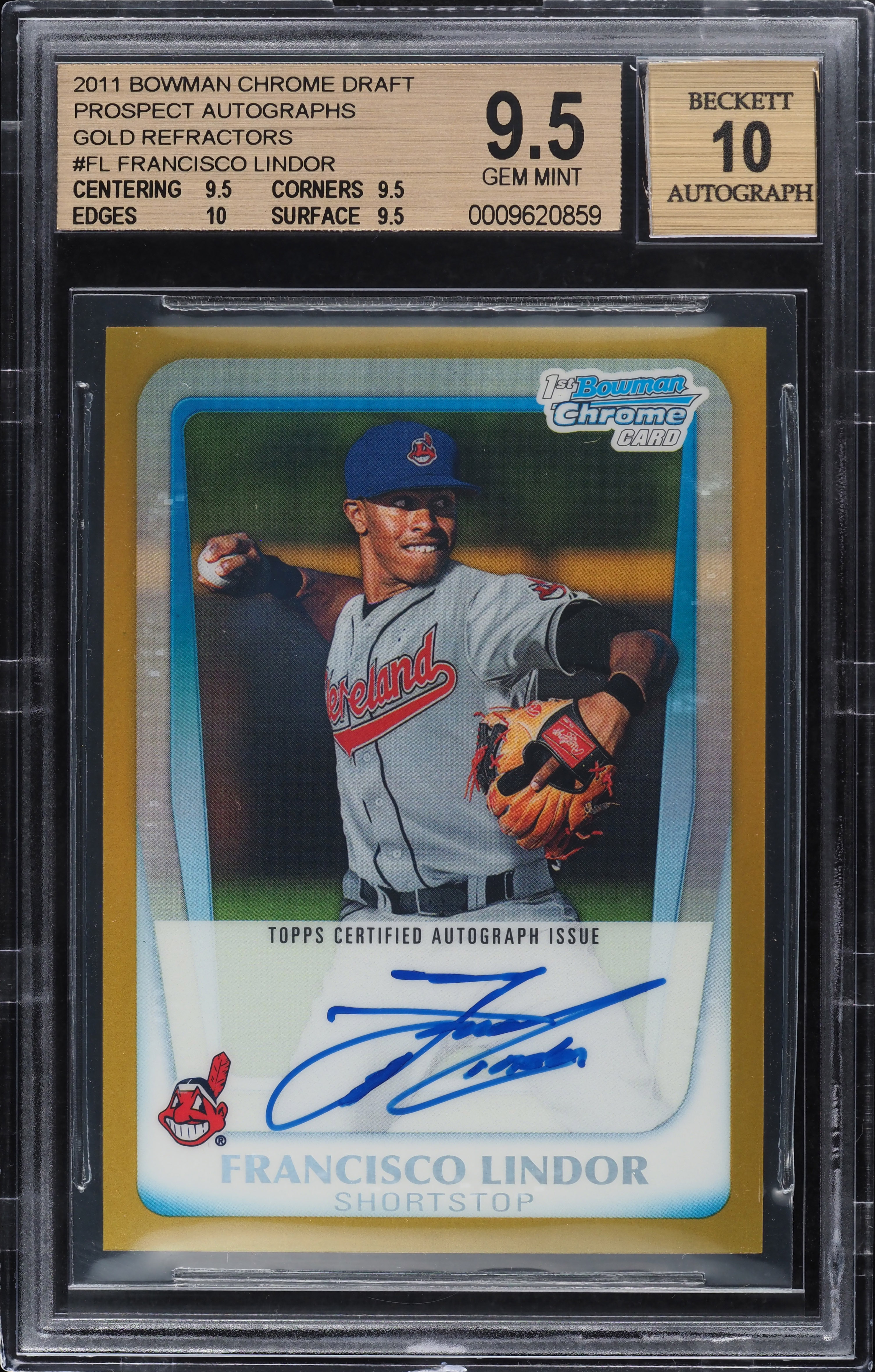 2011 Bowman Chrome Gold Refractor Francisco Lindor PROSPECT AUTO