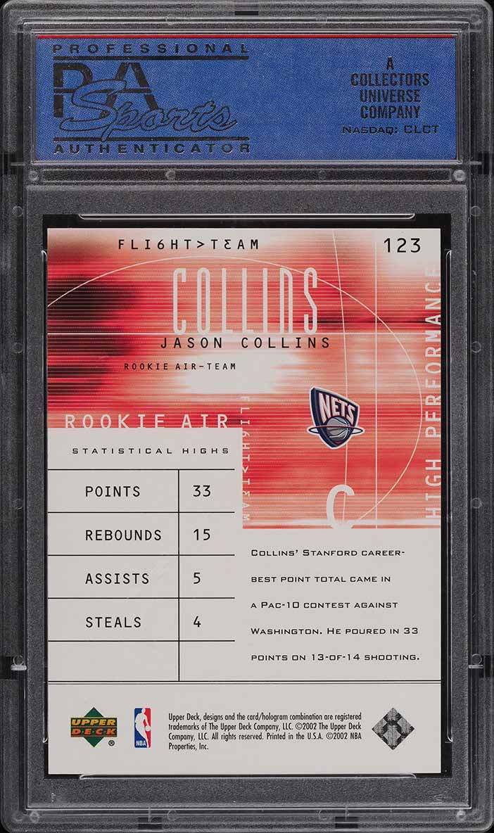2001 UD Flight Team Air Team 2 Jason Collins ROOKIE /375 #123 PSA 9 MINT