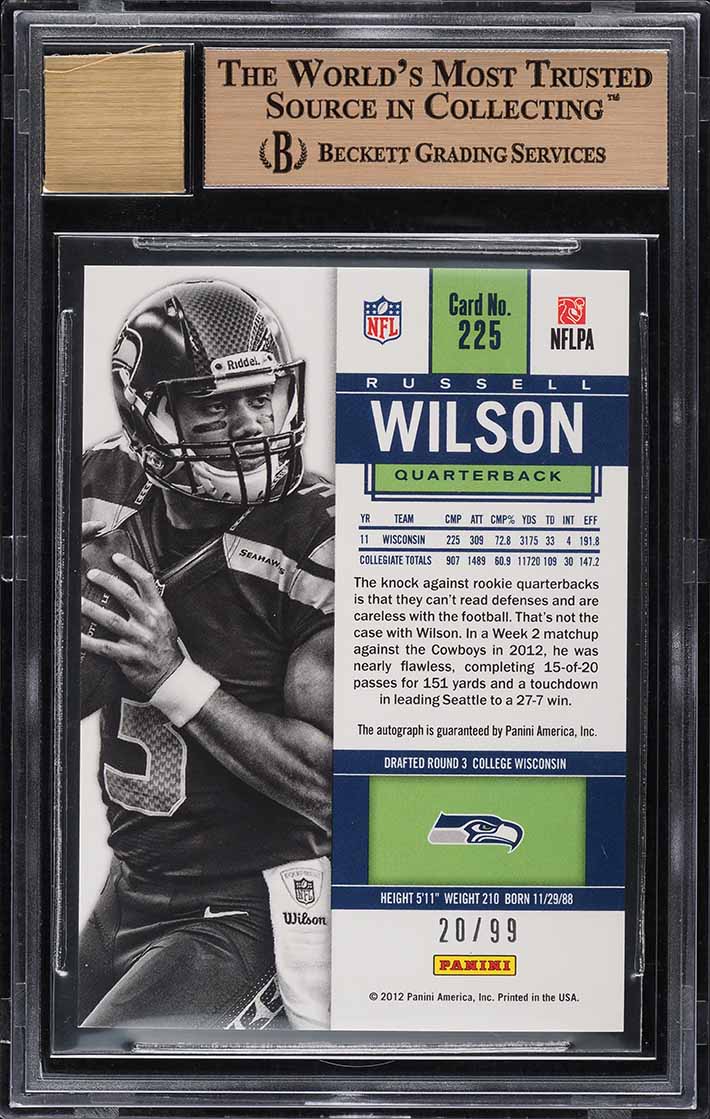 2012 Panini Contenders Playoff Ticket Russell Wilson RC AUTO /99 BGS 9.5