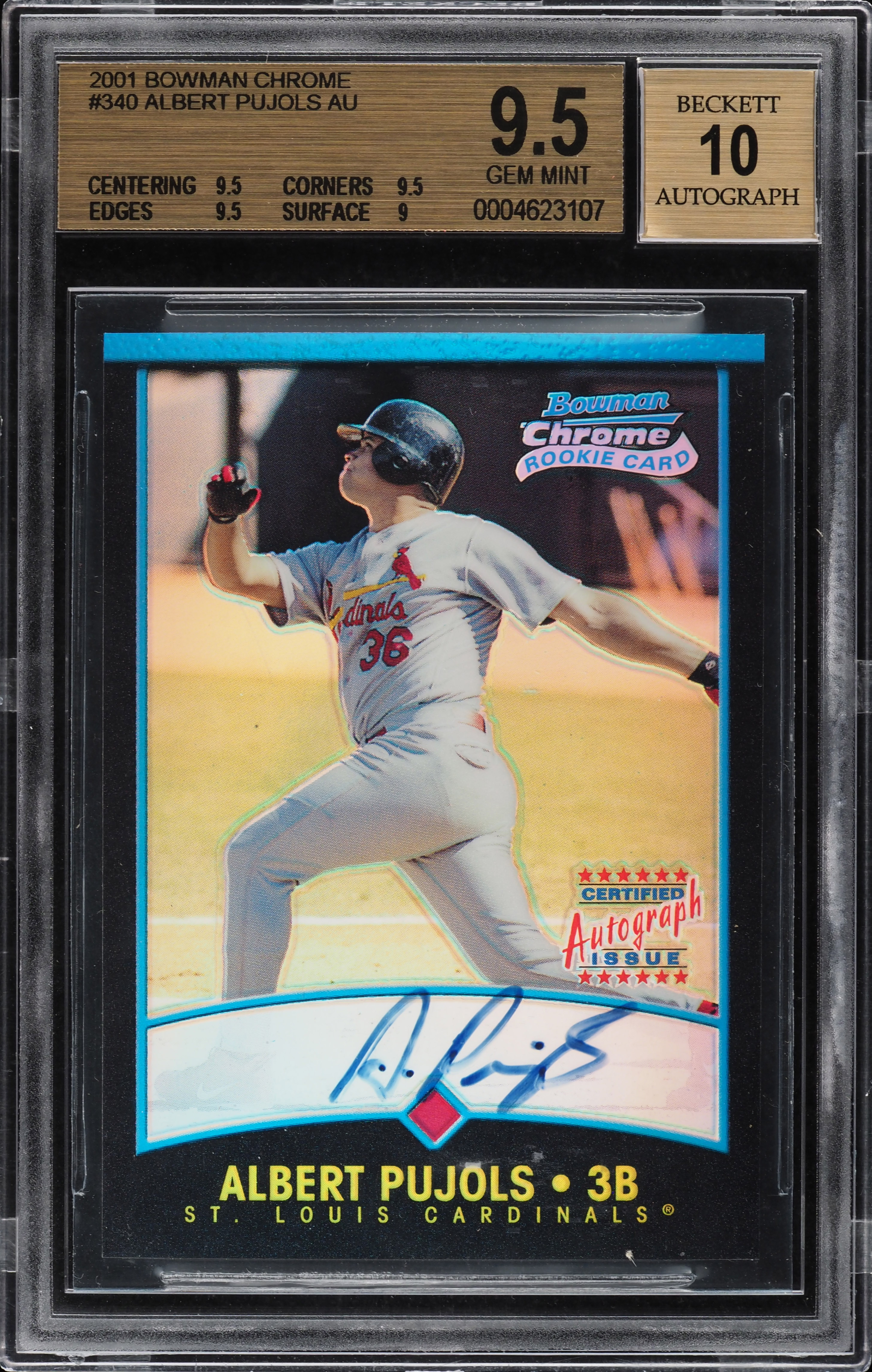 2001 Bowman Chrome Refractor Albert Pujols ROOKIE AUTO /500 #340