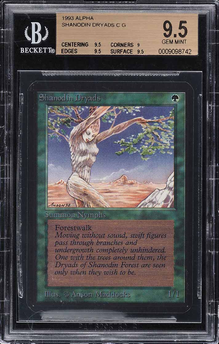 1993 Magic The Gathering MTG Alpha Shanodin Dryads C G BGS 9.5 GEM MINT