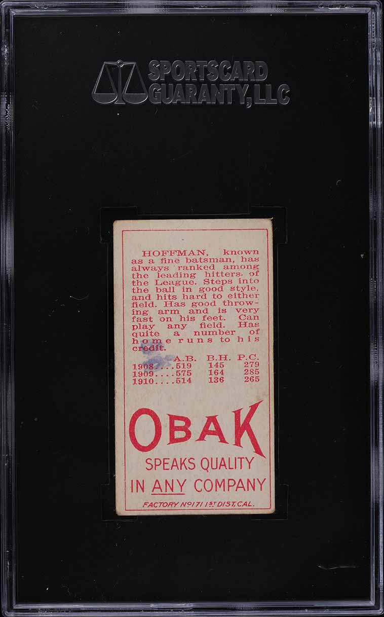 1911 T212 Obak Red Back Izzy Hoffman STAMPED SGC 3 VG