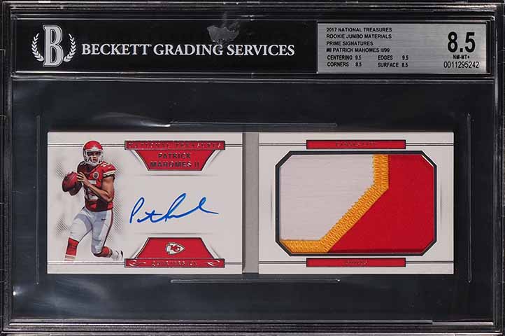 2017 National Treasures Prime Patrick Mahomes RC AUTO PATCH /99 BGS 8.5
