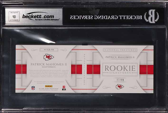 2017 National Treasures Prime Patrick Mahomes RC AUTO PATCH /99 BGS 8.5