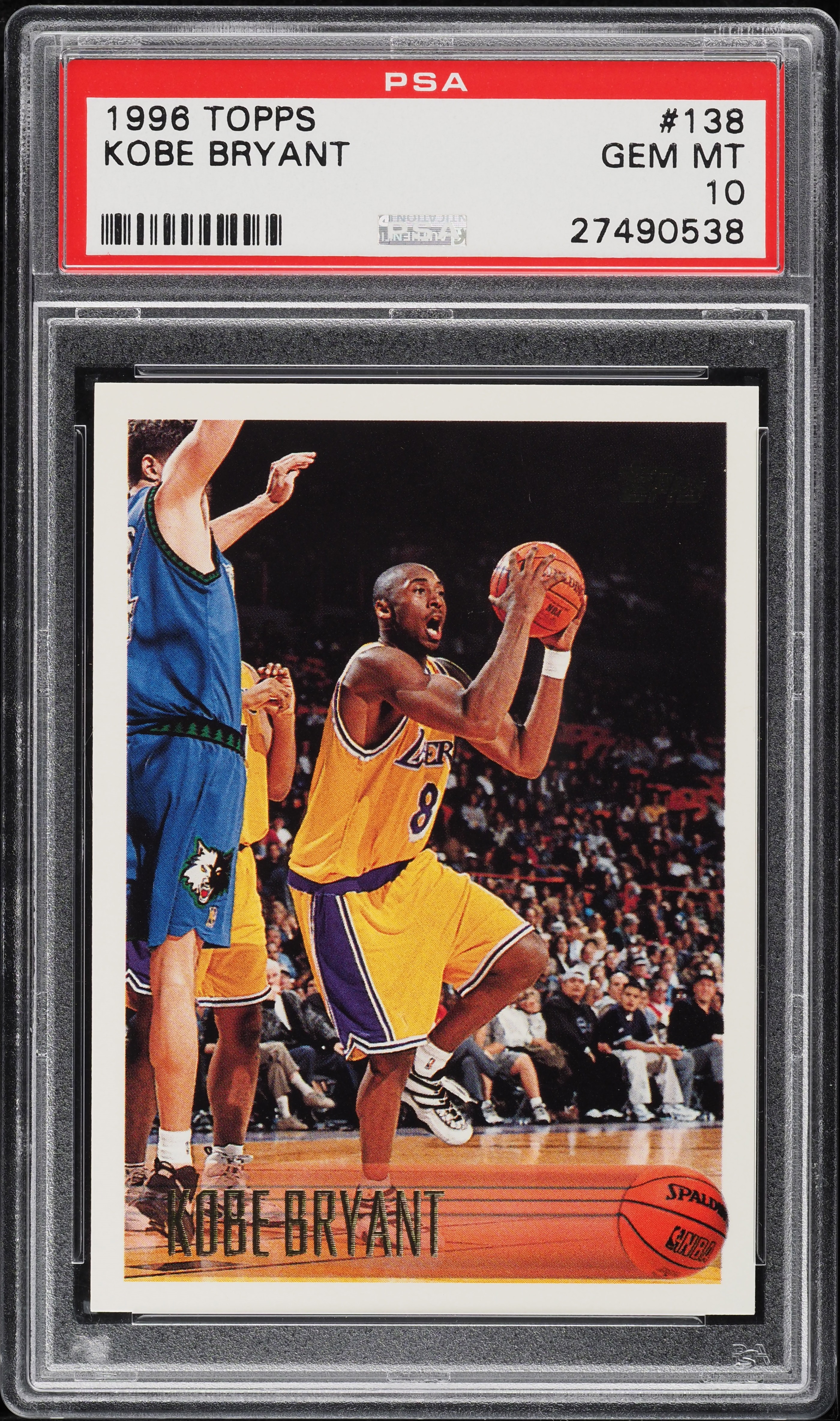 1996 Topps Basketball Kobe Bryant ROOKIE #138 PSA 10 GEM MINT on 