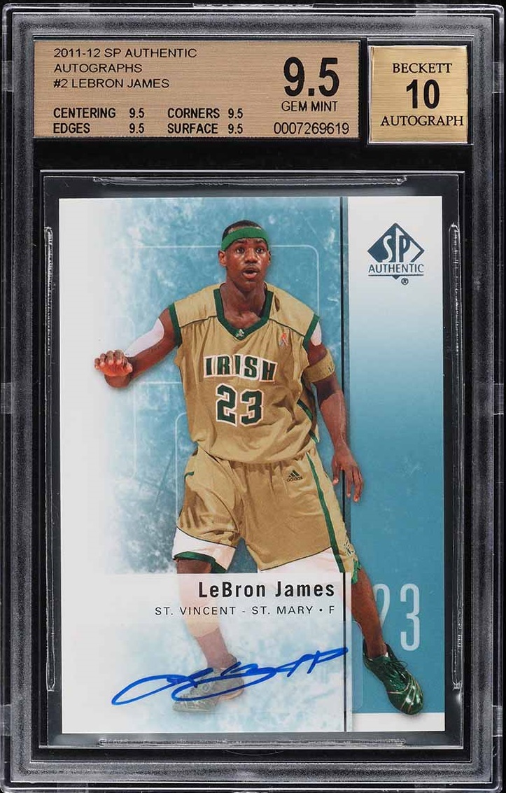 2011 SP Authentic LeBron James AUTO #2 BGS 9.5 GEM MINT on