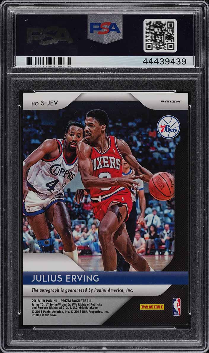 2018 Panini Prizm Signatures Silver Prizms Julius Erving AUTO PSA 9 MINT