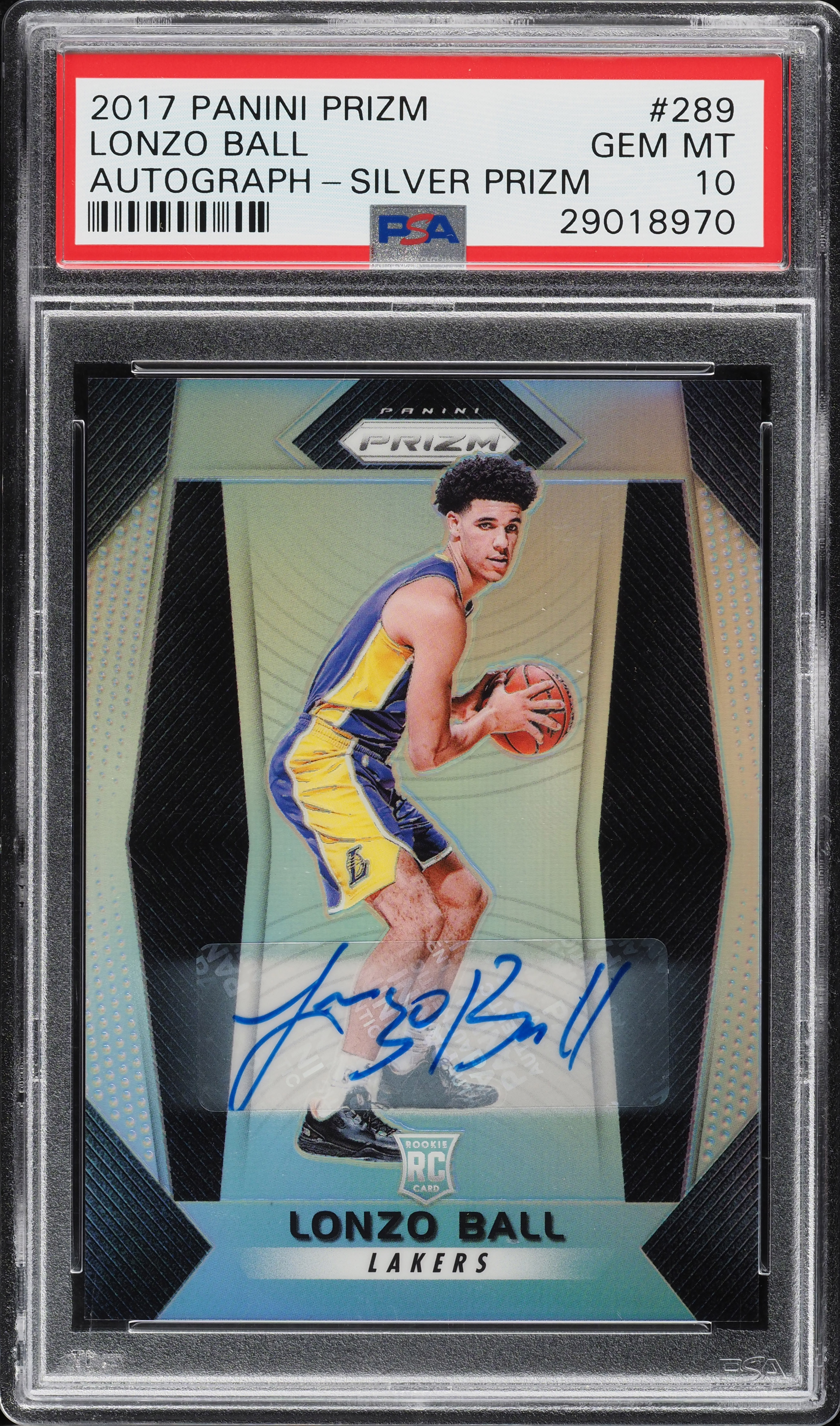 2017 Panini Prizm Lonzo Ball ROOKIE RC AUTO #289 PSA 10 GEM MINT