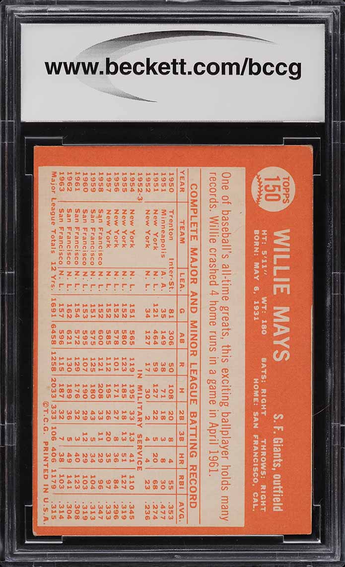 1964 Topps Willie Mays BCCG 7 NRMT