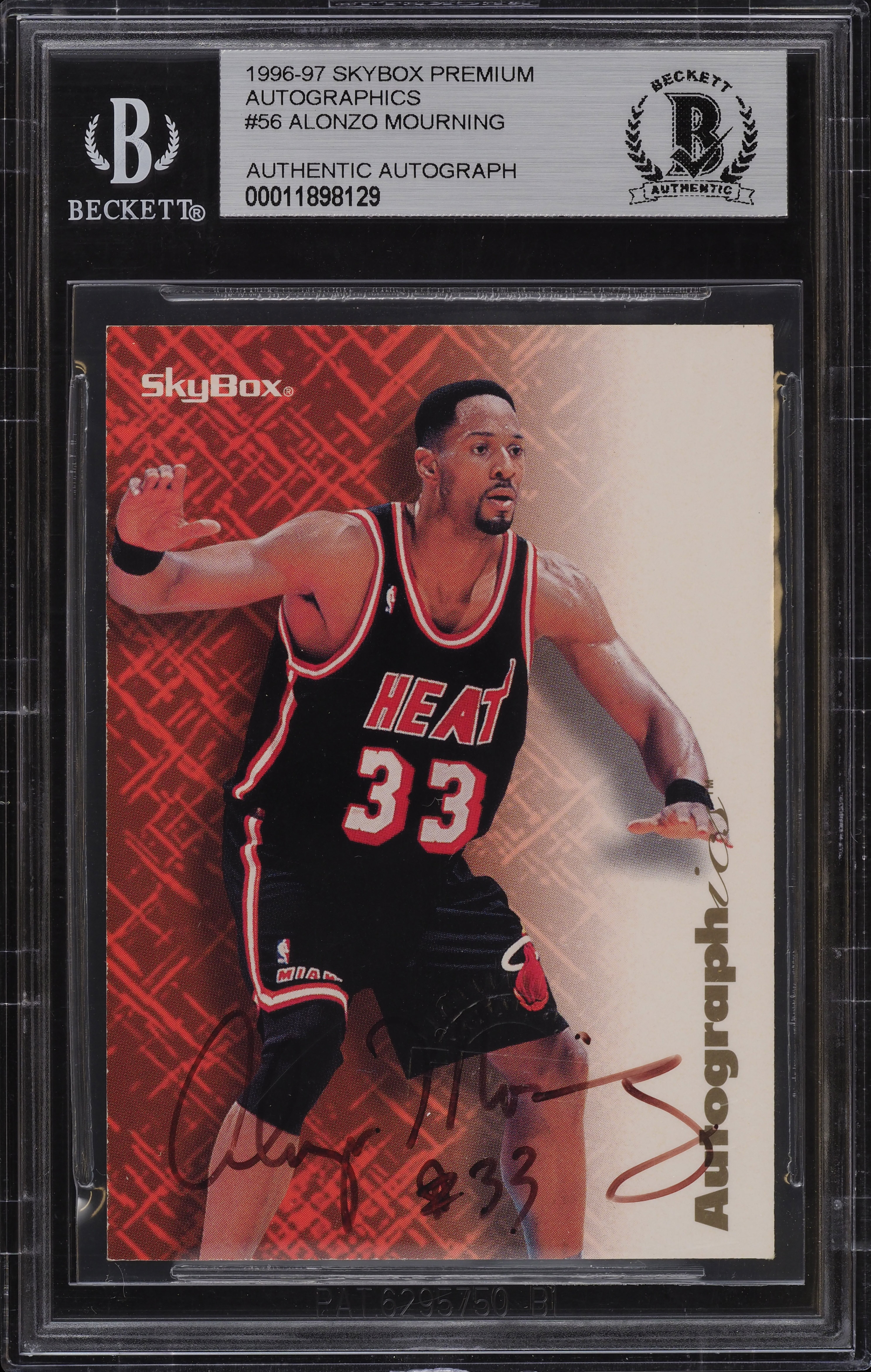 1996 Skybox Premium Autographics Alonzo Mourning AUTO #56 BGS AUTH 