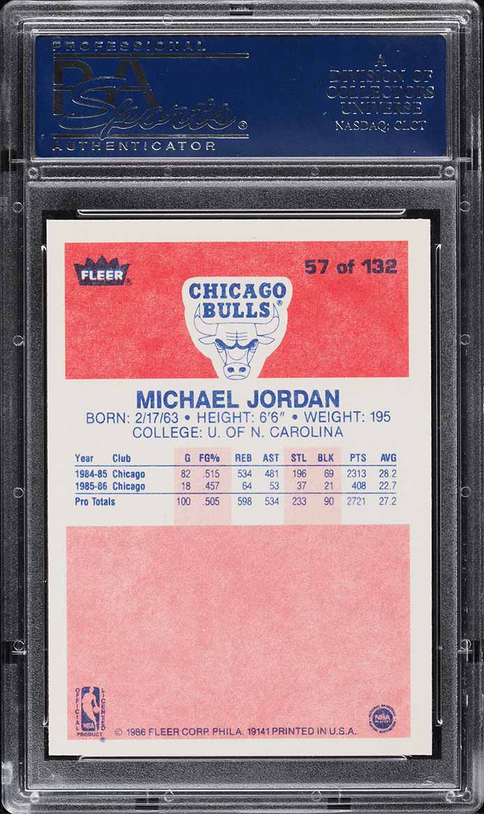 1986 Fleer Basketball Michael Jordan ROOKIE #57 PSA 9 MINT
