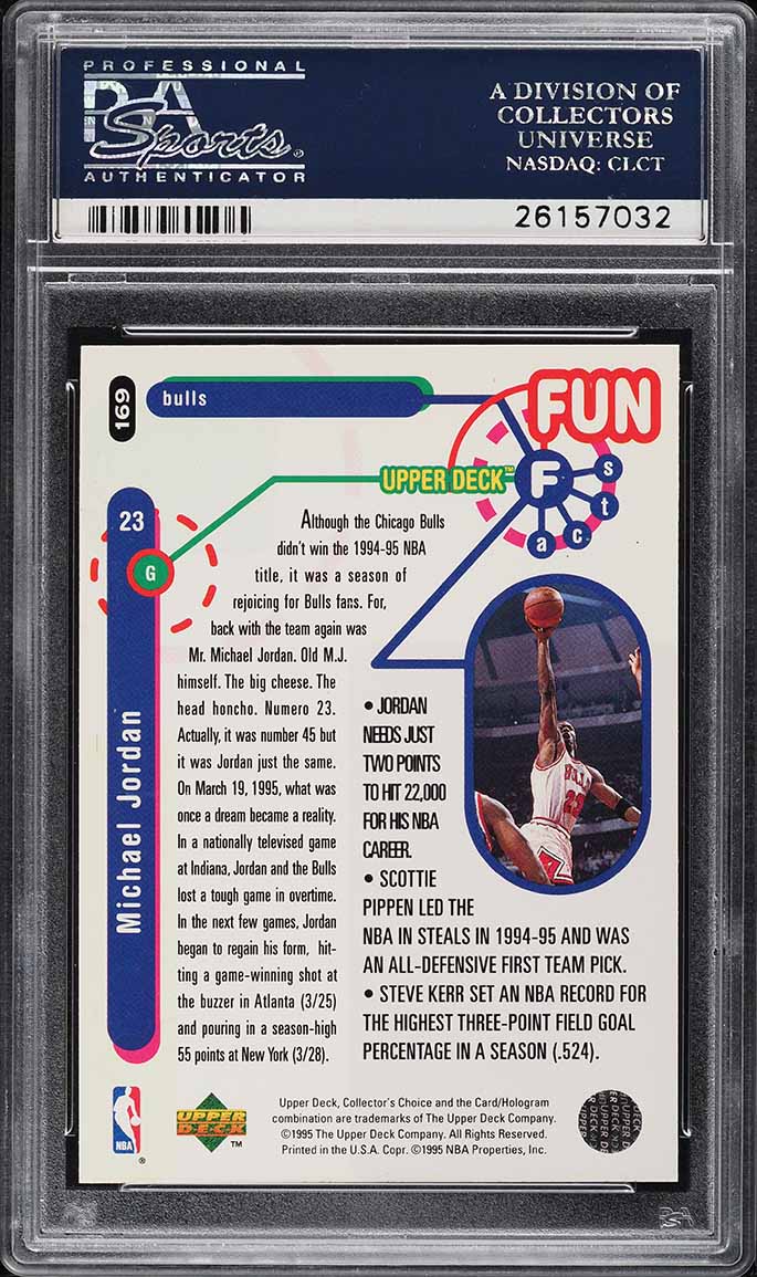 1995 Collector's Choice Players Club Platinum Michael Jordan #169 PSA 10